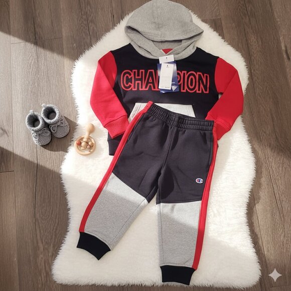 Champion Other - NWT Champion Toddler Boys 2-Piece Hoodie & Jogger Set Size 2T — Red, Black, Gray